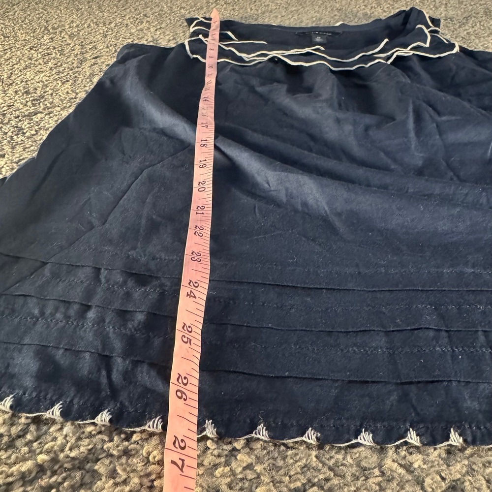 Tommy Hilfiger Tank Top Womens Medium Navy Ruffle Neck Contrast Stitch Nautical - Picture 5 of 6